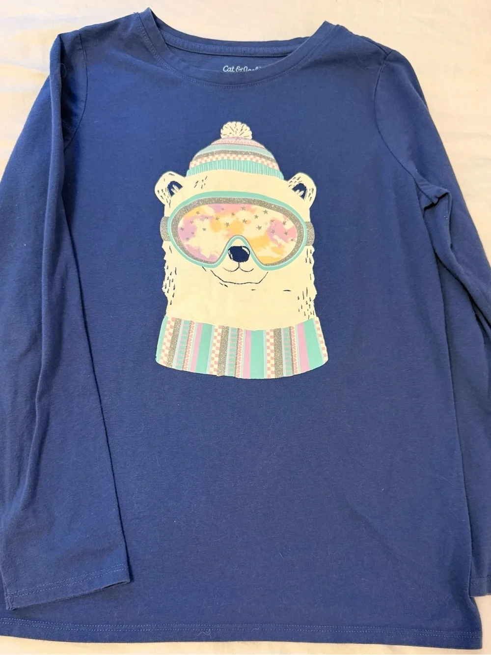 Cat and Jack Long Sleeve TShirts - Lavender and Navy Cute Animal Prints
